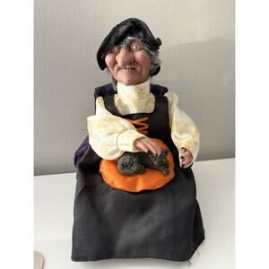 Gemmy Industries Vtg 1995 Halloween Witch Chair Cat Animated Lights Sounds Works